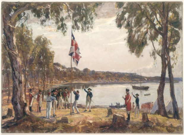 Run it up the flagpole and see... "The Founding of Australia. By Capt. Arthur Phillip R.N. Sydney Cove, Jan. 26th 1788" by Algernon Talmage. Image courtesy Mitchell Library, State Library of NSW